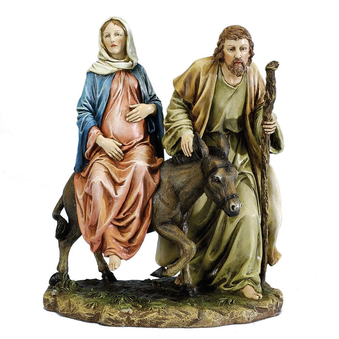 Roman Joseph's Studio 10" La Posada The Lodging Figure-Joseph with Mary Riding on Donkey on Their Way to Bethlehem