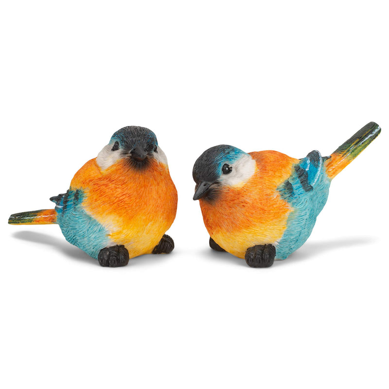 Chickadee Bright Orange and Blue 5 Inches Polyresin Figurine Set of 2