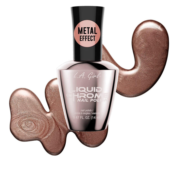 L.A.girl Liquid Chrome Nail Polish 0.47 FL OZ- 8 Colors (Burnished Gold)