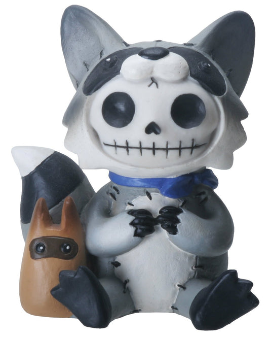 Pacific Trading SUMMIT COLLECTION Furrybones Bandit Signature Skeleton in Raccoon Costume with a Little Accomplice