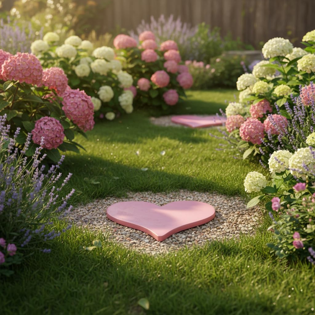 Comfy Hour Rustic Style Outdoor Collection Cast Iron Garden Stepping Stone - Heart, Pink