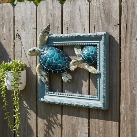 Comfy Hour Ocean Voyage with Sea Turtles Collection 7" Turtle Coastal Ocean Theme Wall Decorative Frame, Polyresin