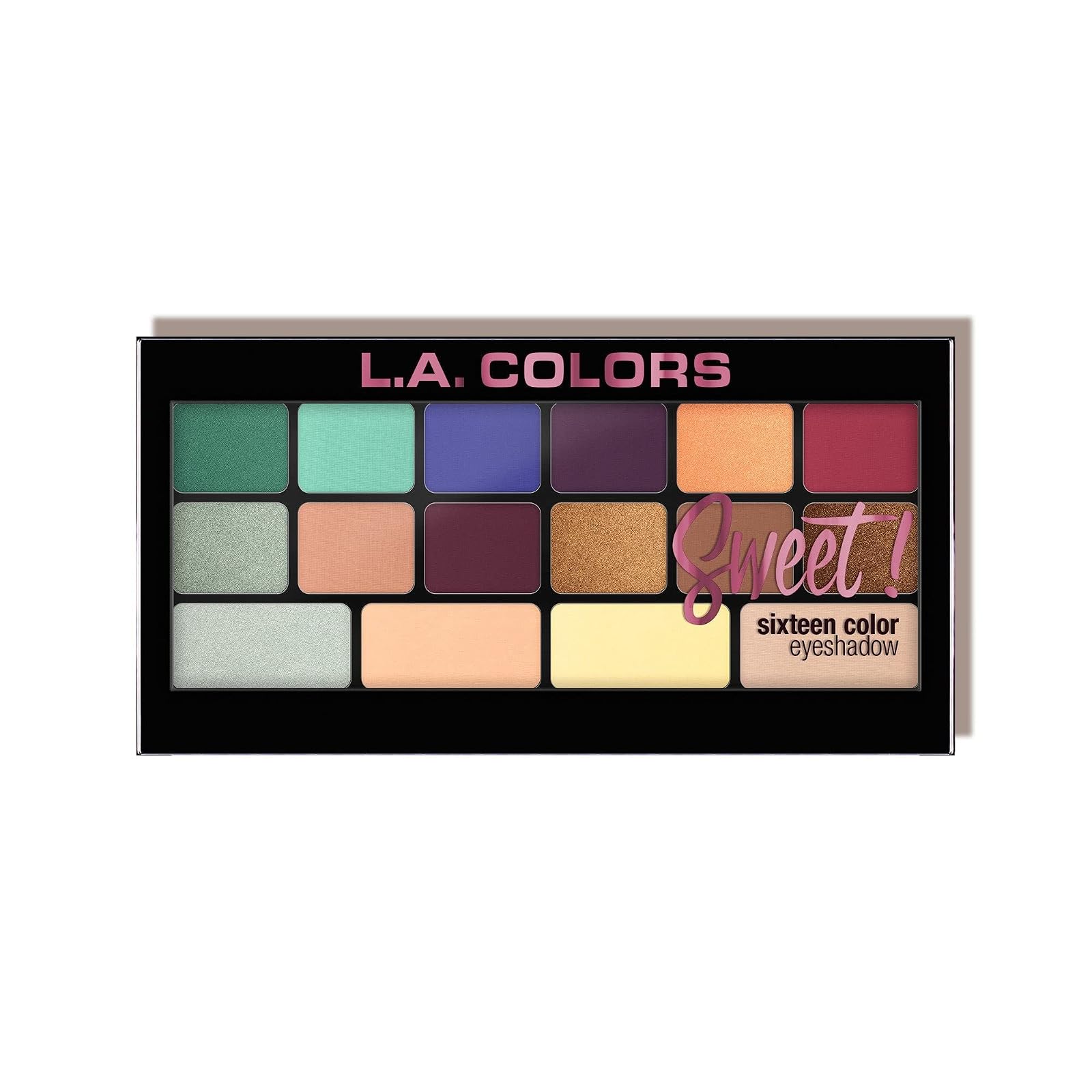 L.A. Girl Colors Sweet! 16 Color Eyeshadow Palette, Playful, 1 Ounce
