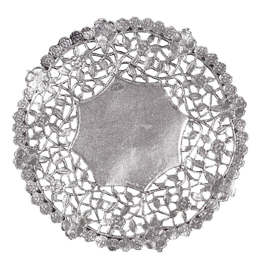 Hygloss Products 6 Inch Silver Foil Doilies - Round Doilies Made in the USA, 12 Pack