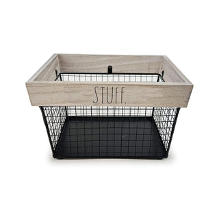 Rae Dunn Item Container, White Wash "Stuff", Modern