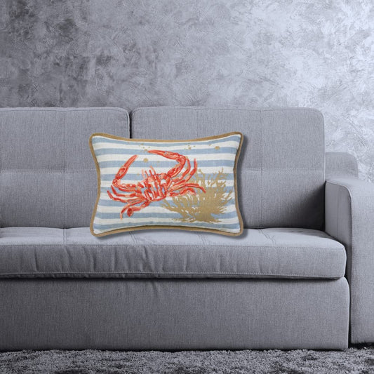 Comfy Hour Under The Sea Collection Ocean Sea Crab Coral Coastal Accent Throw Pillow Cushion, for Marine Animal Lovers, Polyester