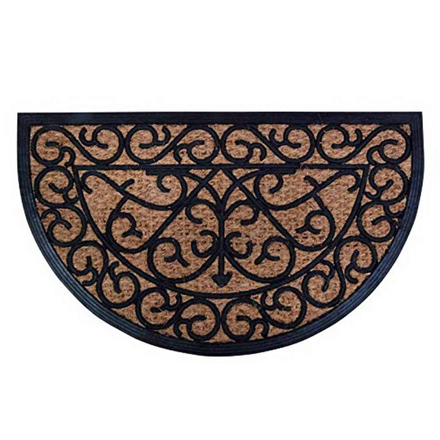 Esschert Design Rubber Doormat with Cocos - Half Round 29.5 x 17.75