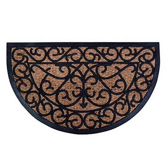Esschert Design Rubber Doormat with Cocos - Half Round 29.5 x 17.75