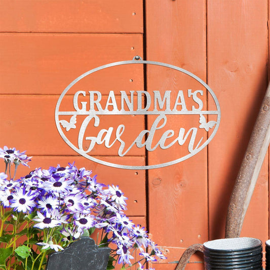 ROCC RUSTED ORANGE CRAFTWORKS CO. Garden Oval for Her (Grandma's)-Garden Signs Decorative Outdoor-Grandma's Garden Sign-Outdoor Signs-mom's Garden-Grandma Garden Decor-Gardening Signs-Grandmas Garden