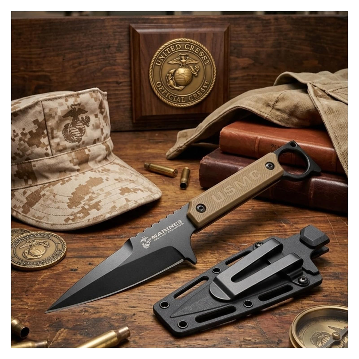 MTECH USA Knife, 4.7", Tan