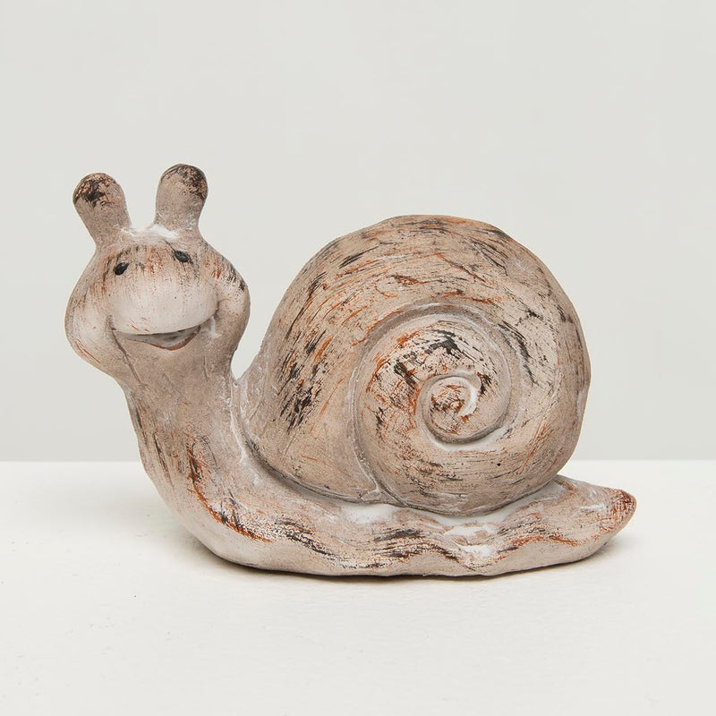 Meravic Terra Cotta Snail Figurine, 4-inch Length, Tan and Cream, Tabletop Decoration