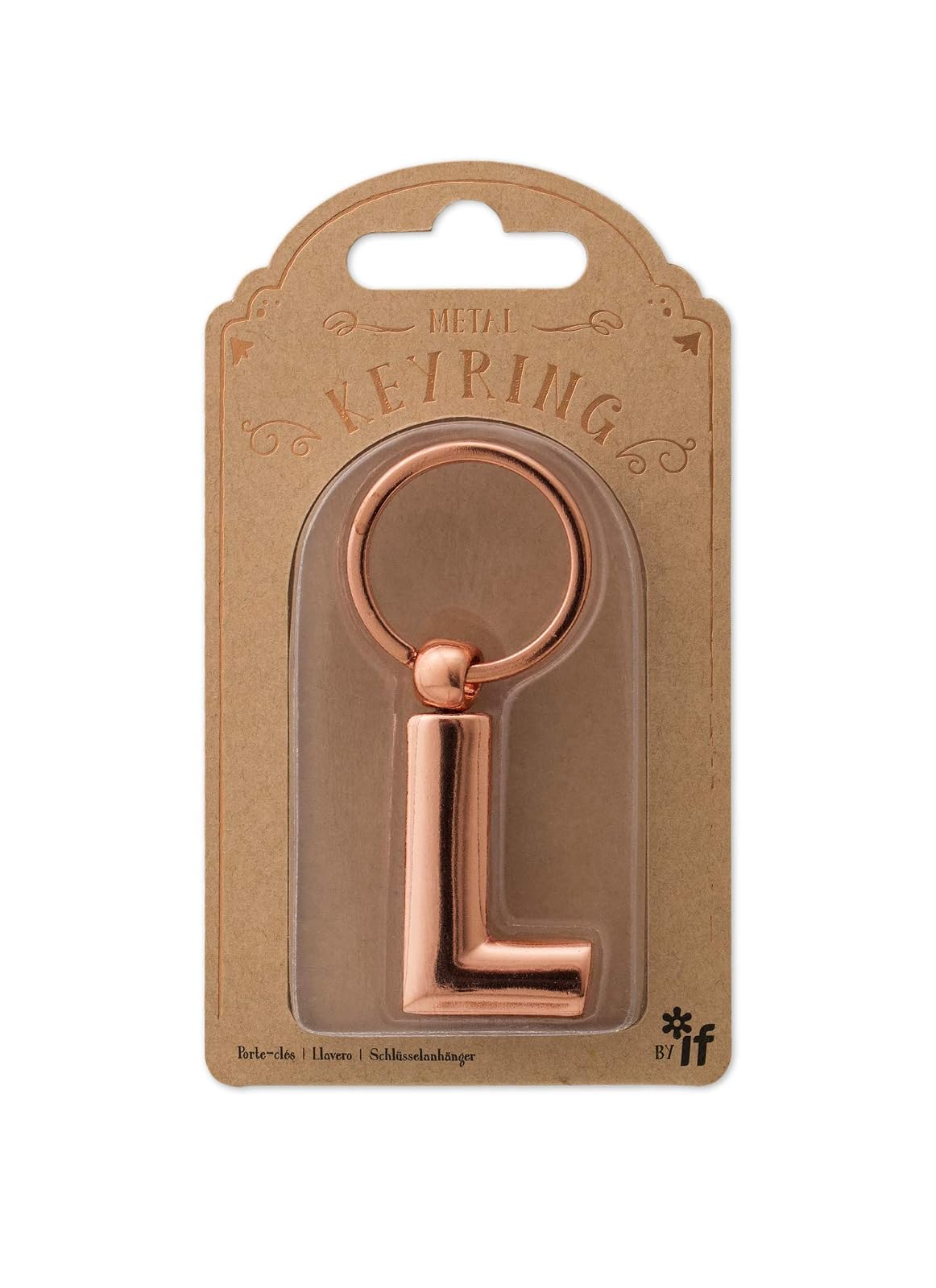 IF Metal Letter Keyring Personalised Alphabet Letters - Rose Gold - L