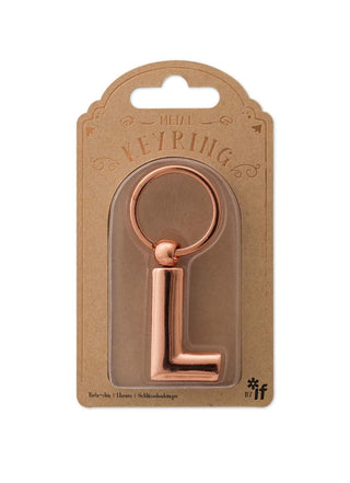 IF Metal Letter Keyring Personalised Alphabet Letters - Rose Gold - L