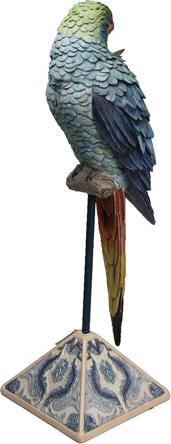 Comfy Hour Farmhouse Home Decor Collection Resin Macaw On Metal Pole Decor 26" Art Statue