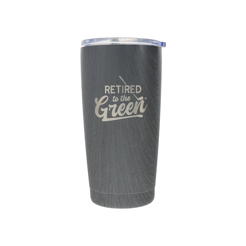 Pavilion - Retired To The Green - 20 Oz 592 mL Travel Tumbler Coffee Mug Tea Cup Drinkware With Slide Open Lid Women For Her Men For Him Retiring Retirement Coworker Present Golfer Golf Golfing Gift