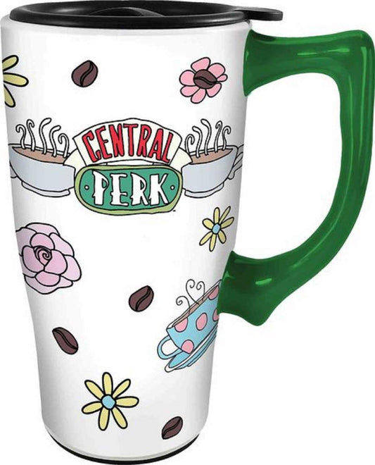 Spoontiques 12862 Central Perk Ceramic Travel Mug, 18 oz, White