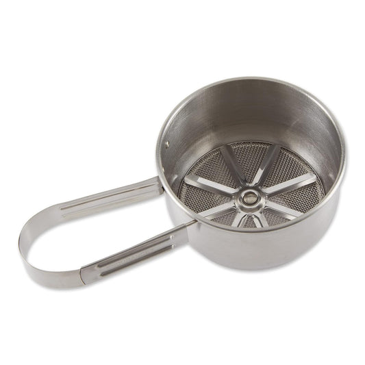 RSVP International Endurance Stainless Steel Vintage One-Hand Sifter, 1 Cup | Top Cakes, Sift Flour, Marinade BBQ & More | Dishwasher Safe | Powder Sugar, Sift Flour, Spread Toppings & More