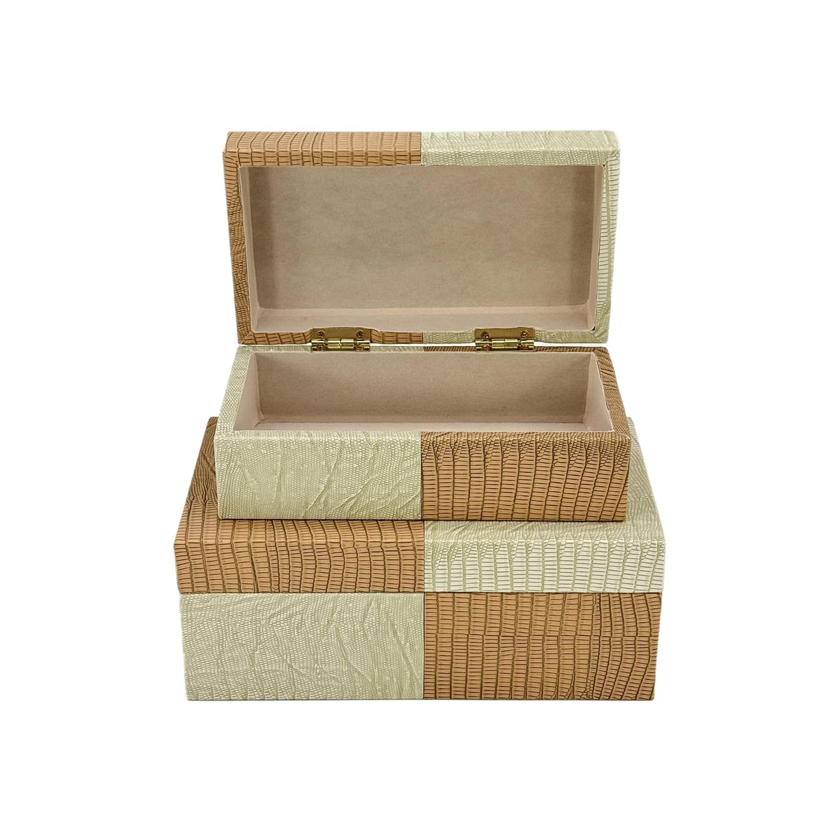 Galt International Storage Box, Large & Small, Brown & Cream 2-Tone