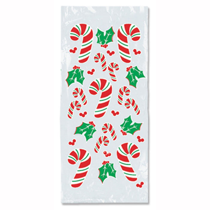 Beistle Candy Cane & Holly Cello Bags (25/Pkg)