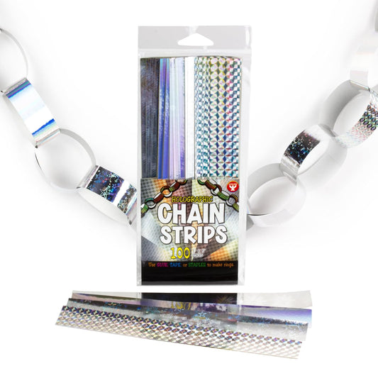 Hygloss Products Super Chain Strips 1" x 8" / 100 Holographic, Silver Count