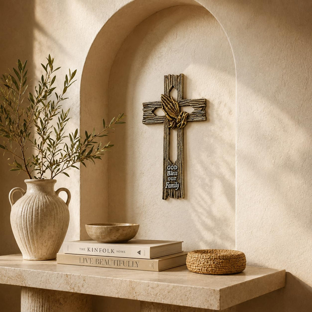 Comfy Hour Wall Art, 7.5"L x 1.1"W, Faux Wood Tone with Antique Bronze-Tone Deta