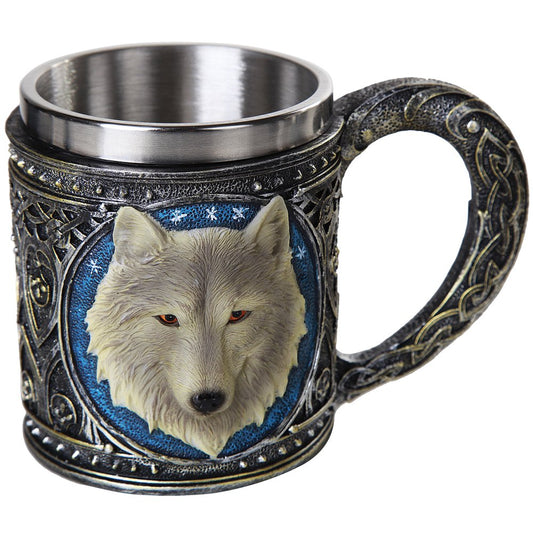 Pacific Trading Giftware Lone Spirit Wolf Celtic Magic 11oz Resin Coffee Mug with Stainless Steel Insert