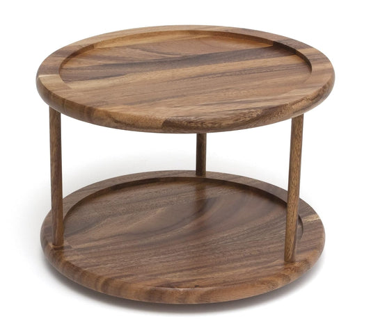 Lipper International 1302 Acacia Wood 2-Tier 10" Kitchen Turntable