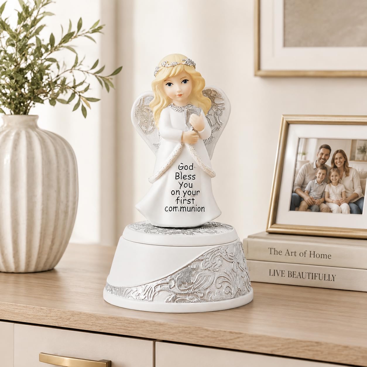 Comfy Hour 5.5 Inch First Communion Gifts, Angel Figurine Keepsake Box