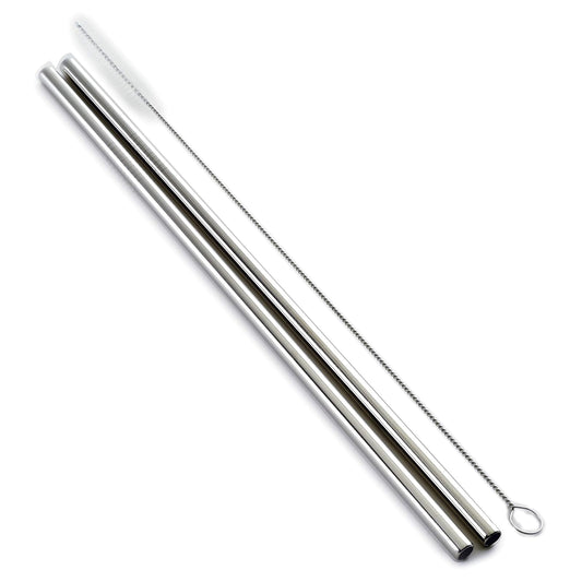 Norpro Stainless Steel 11-Inch Drinking Straws with Cleaning Brush