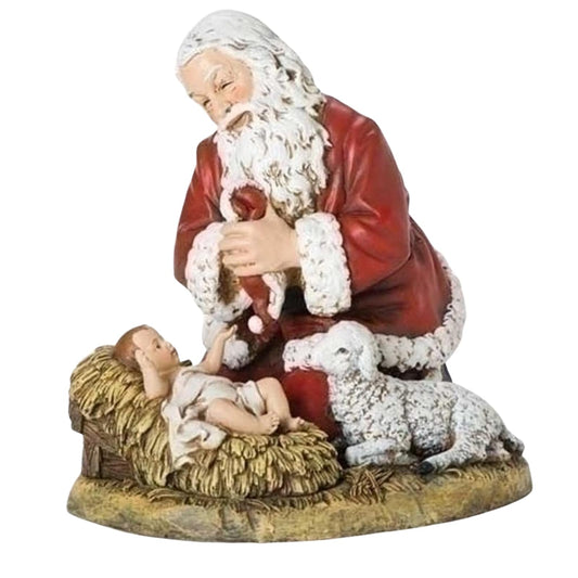Roman 13" Kneeling Santa with Lamb Figurine