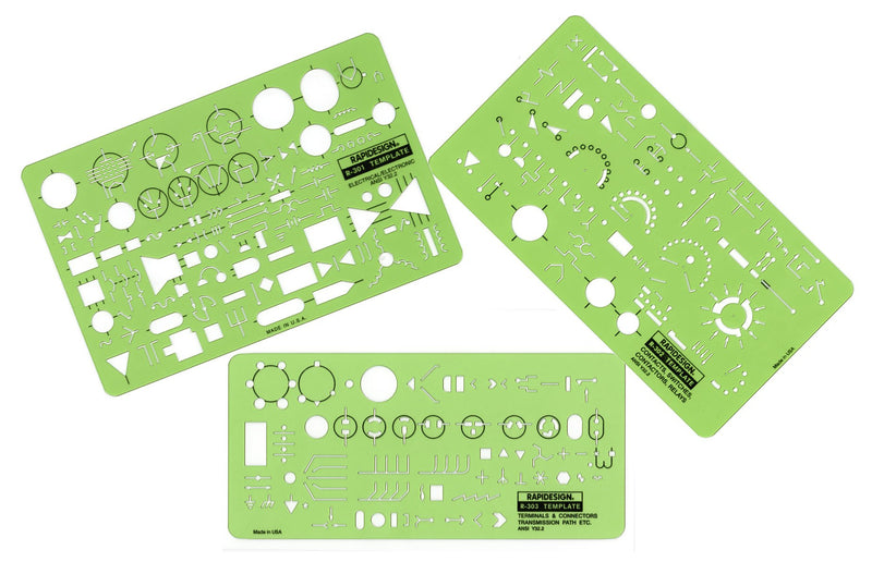 Rapidesign Electrical/Electronics Symbol Templates Set, 3 Templates (R300)