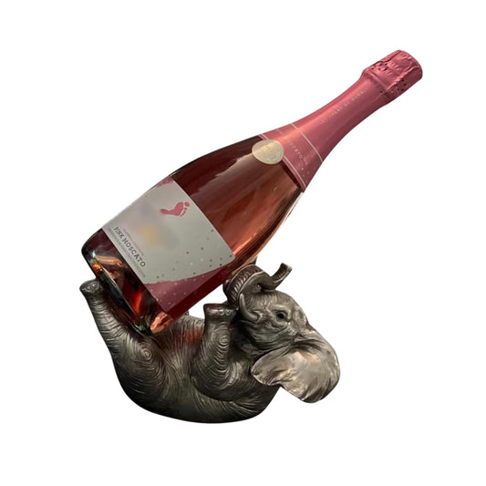 Comfy Hour Our Cute Elephant Friends Collection Resin 5" Silvery Elephant Wine Rack Bottle Holder