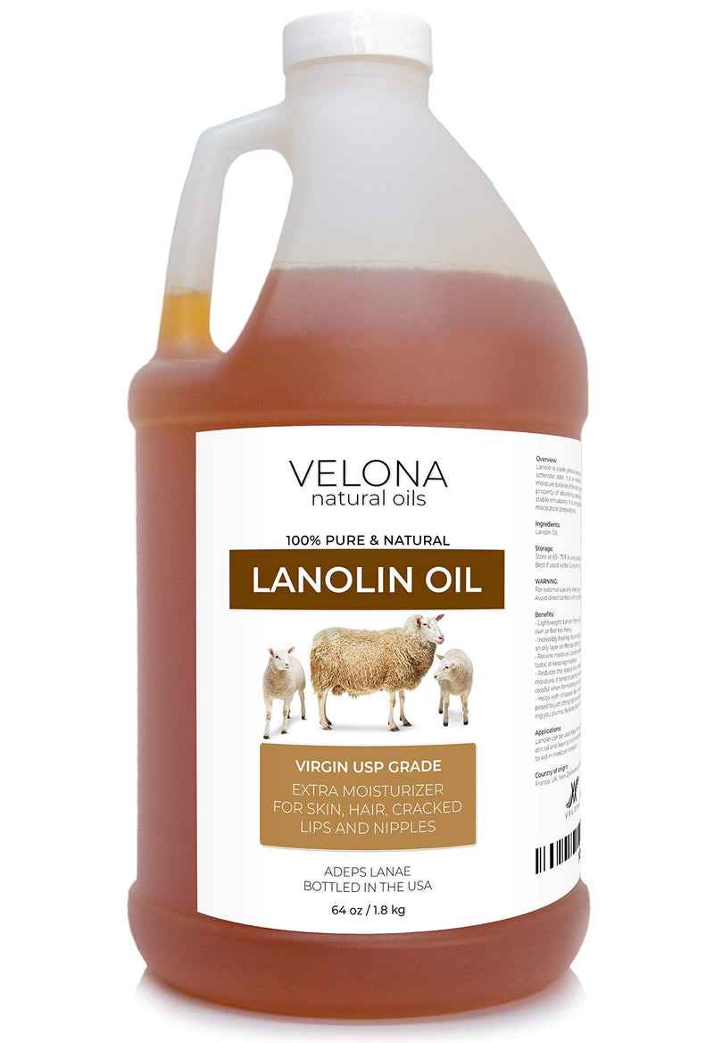 velona Lanolin Oil USP Grade 64 oz | 100% Pure and Natural Carrier Oil | Refined, Cold pressed | Skin, Hair, Body & Face Moisturizing | Use Today - Enjoy Results…