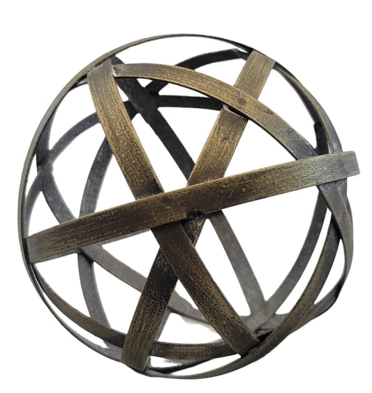 Your Heart's Delight Audrey's Woven 4 inch Brass Decorative Orb Metal Decor Balls Accent Bowl Spheres Art