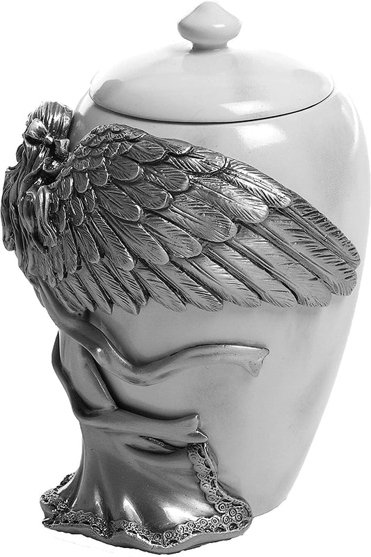 Comfy Hour Pet In Loving Memory Collection Angelstar Angel's Embrace Pewter Urn, 5-Inch, 8 Inch Cubic (45420), Porcelain