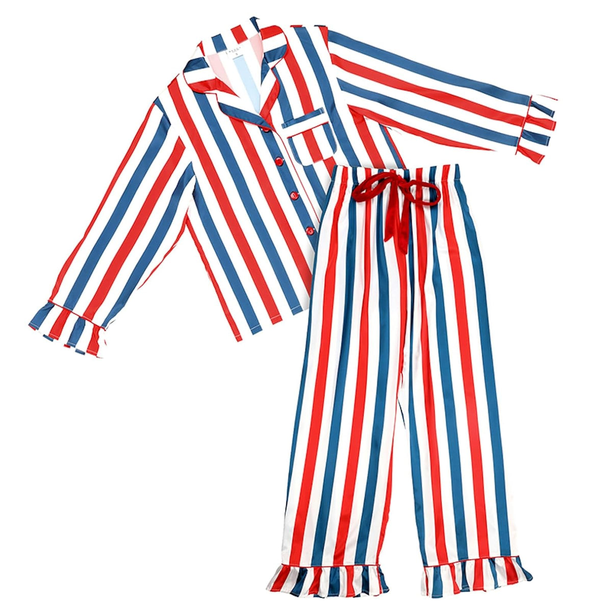 Bella Sleep + Spa Pajamas, X-Large Plus, Red, White + Blue Stripes