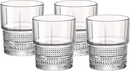 Bormioli Rocco 122116GRS021990 Novecento Barware DOF Glass, Stackable, Set of 4, 12.5 oz, Clear