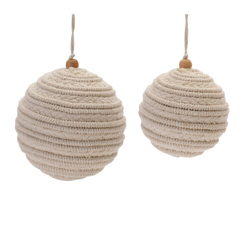 Melrose Christmas Ball Ornament, Set of 2, 4" D, 5" D, Plastic and Cotton, Holiday Season Decor