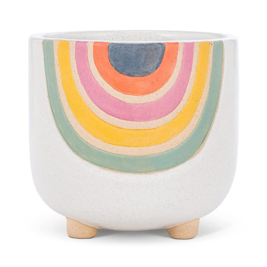 Abbott Collection  27-VIBE-735-LG Large Rainbow Planter with Legs, White/Multi