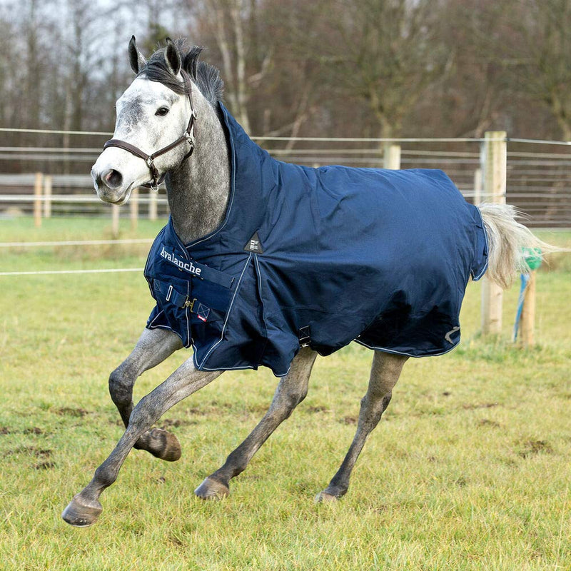 Horze Avalanche 1200D Ripstop High Neck Lightweight Waterproof Horse Turnout Rain Sheet (No Fill) - Peacoat Dark Blue - 75