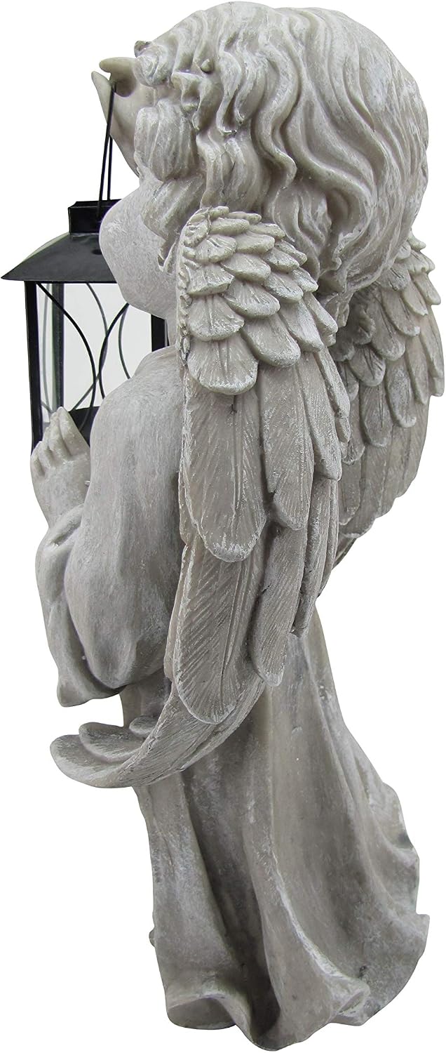 Comfy Hour Praying Angel Statue Collection Resin Cherub Angel Taking A Lantern Perfect for Home Or Outdoor Garden