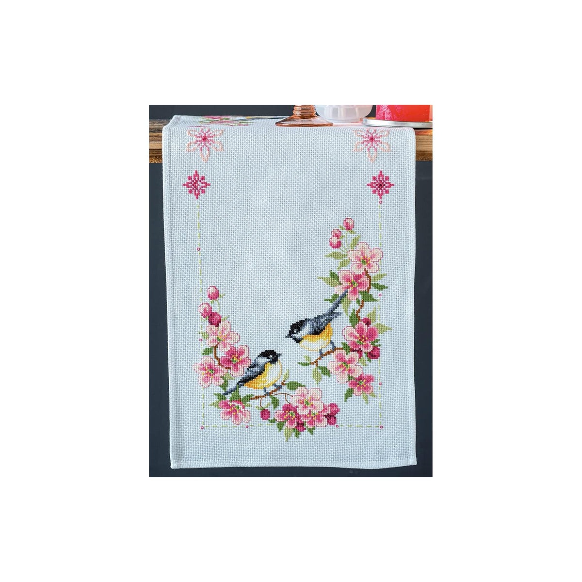 Vervaco Art Craft Kit, By the yard, Birds and Blossoms (11 Count)