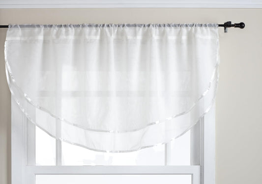 Belle Maison Stylemaster Elegance Sheer Voile, 60 in x 24 in | Ascot Valance, Beige