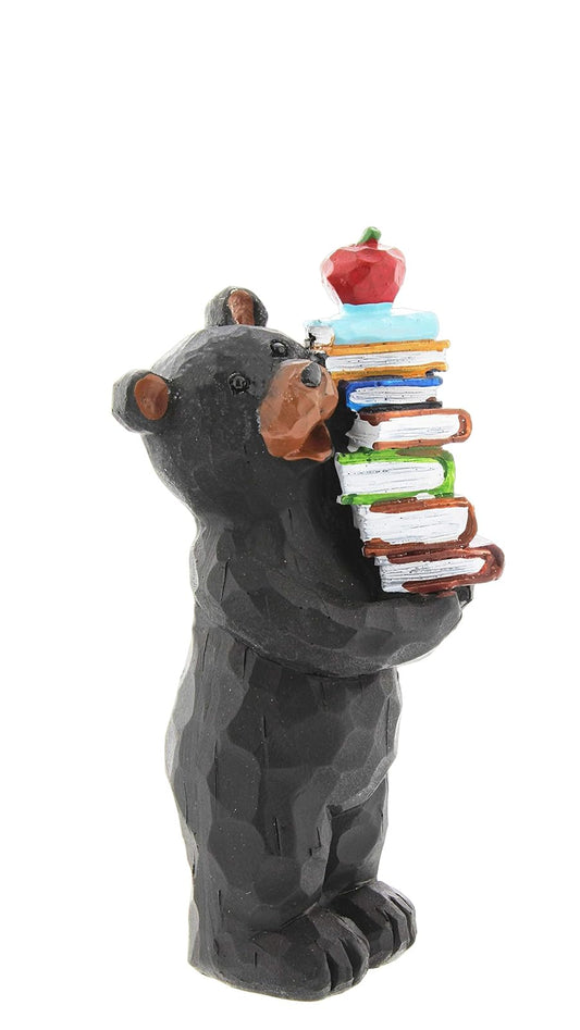 Lipco Black Bear Teacher with Stack of Books Figurine, 5"