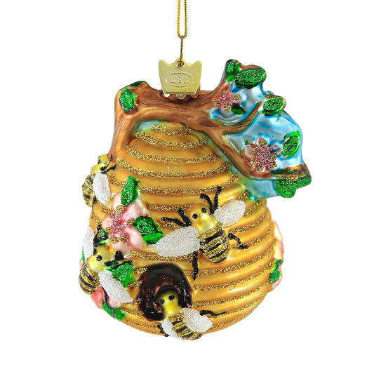 Kurt Adler Glass Glittered Beehive Ornament