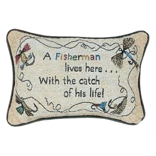 Manual 12.5 x 8.5-Inch Decorative Throw Pillow, A Fisherman Lives Here