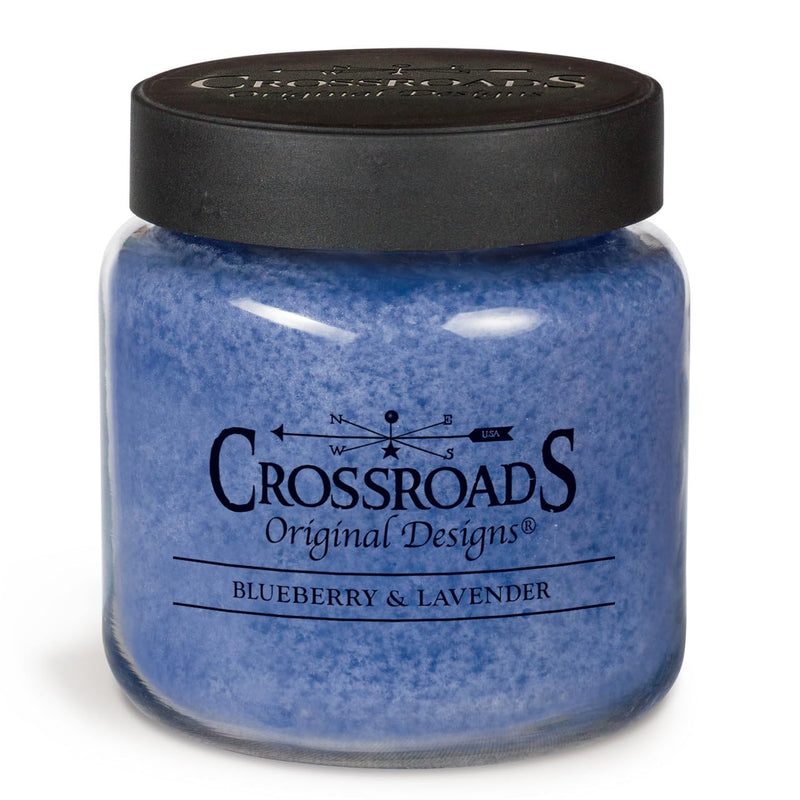 CROSSROADS ORIGINAL DESIGNS Blueberry and Lavender Scented Jar Candle, 16 Oz, Home Fragrance