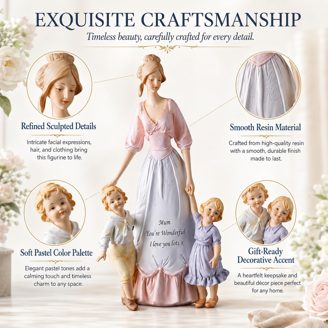 Comfy Hour 12.4 Inch Mother and Children Figurine, Mom Gift Statue