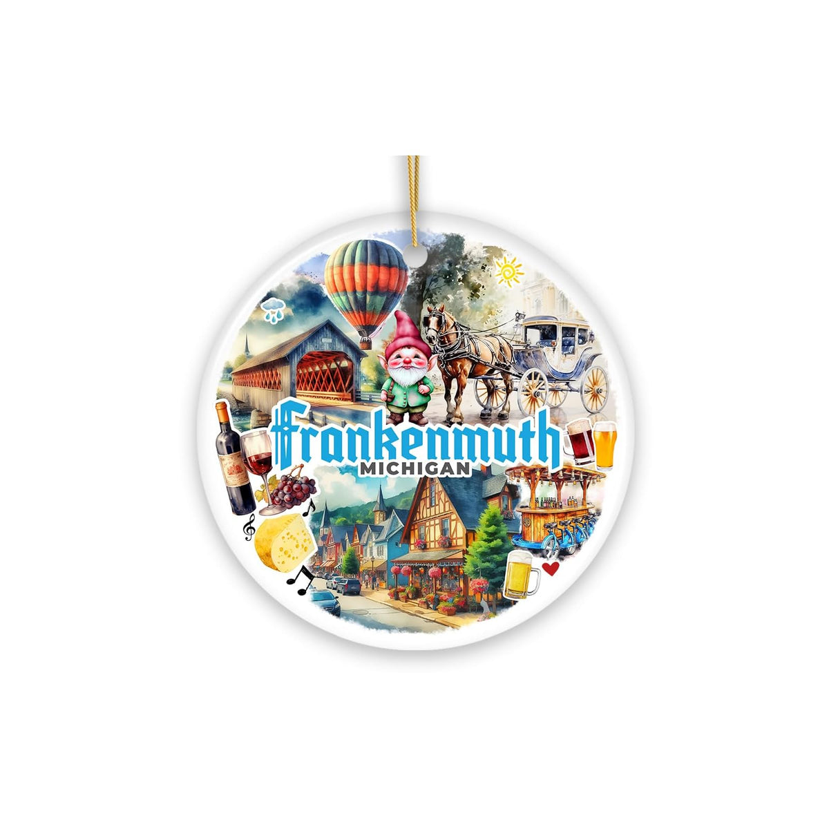 OrnamentallyYou Hanging Ornament, Artistically Vibrant Frankenmuth Ornament, Fes