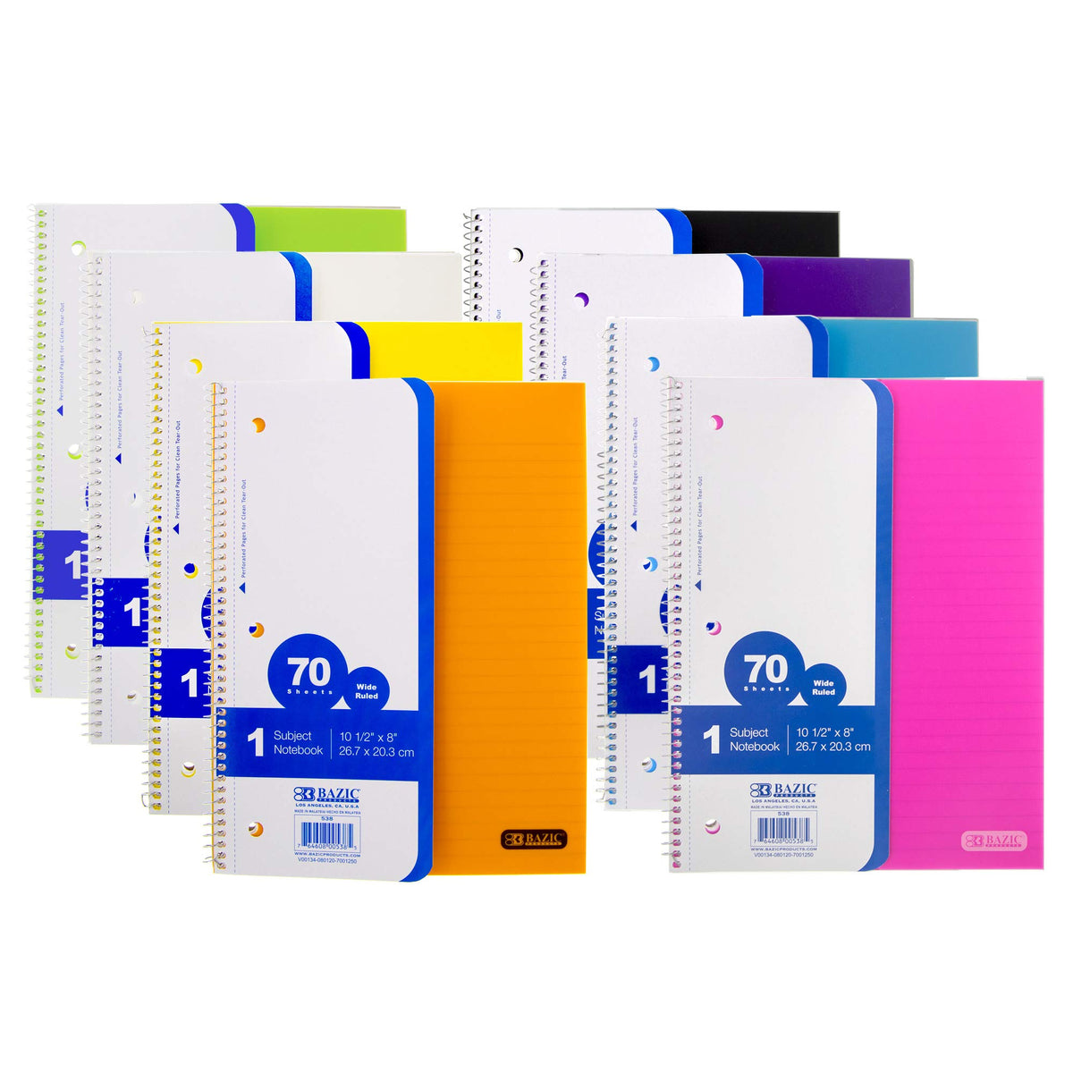 BAZIC PRODUCTS Blank Book, 8 Assorted Colors (70 Sheets/Book)